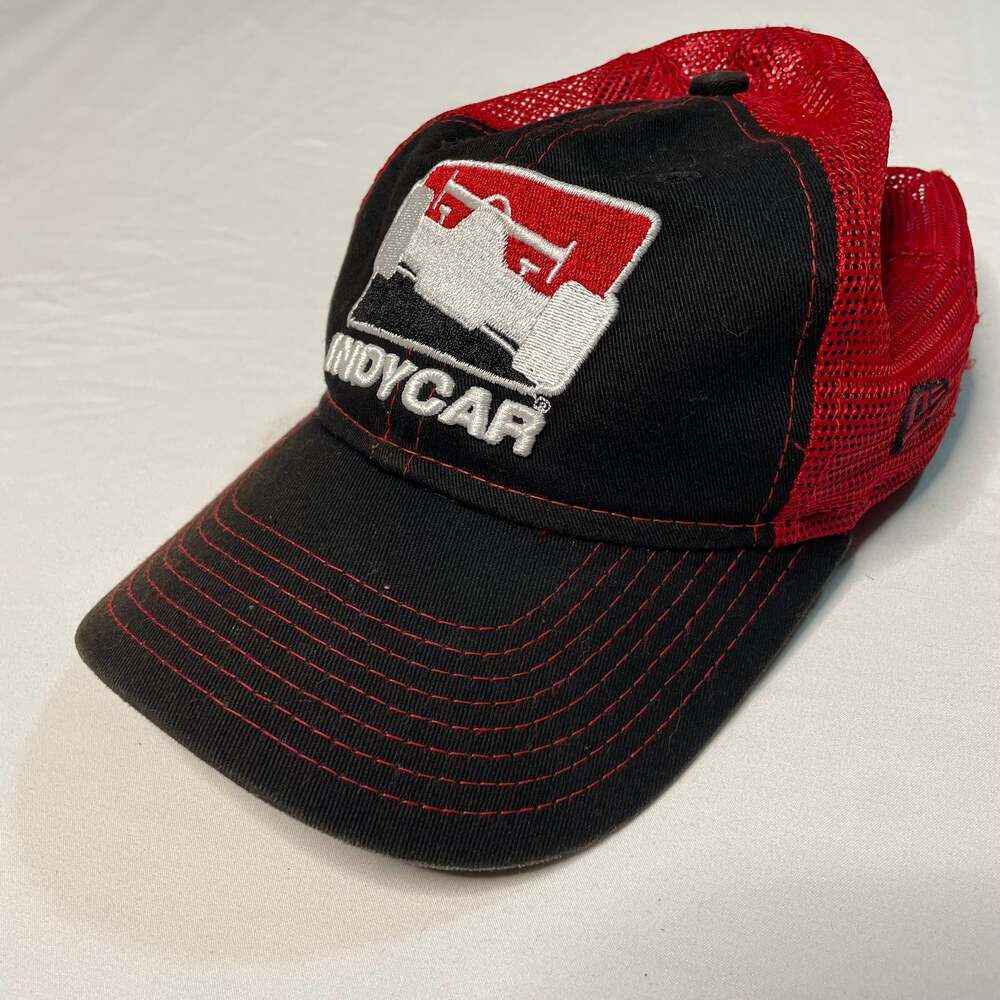 IndyCar New Era 9TWENTY Youth Trucker Hat Black Red Mesh Adjustable